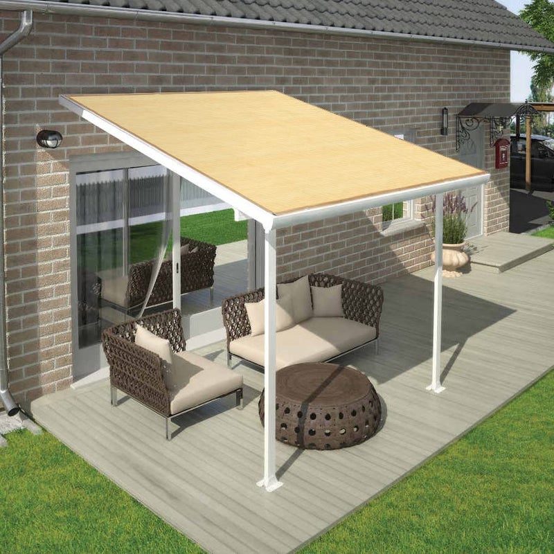 Shatex 90% Sun Shade Fabric, 8x12ft Sun-Block Net Mesh Shade with Clips for Pergola Cover Porch Vertical Screen, Beige - Image 5